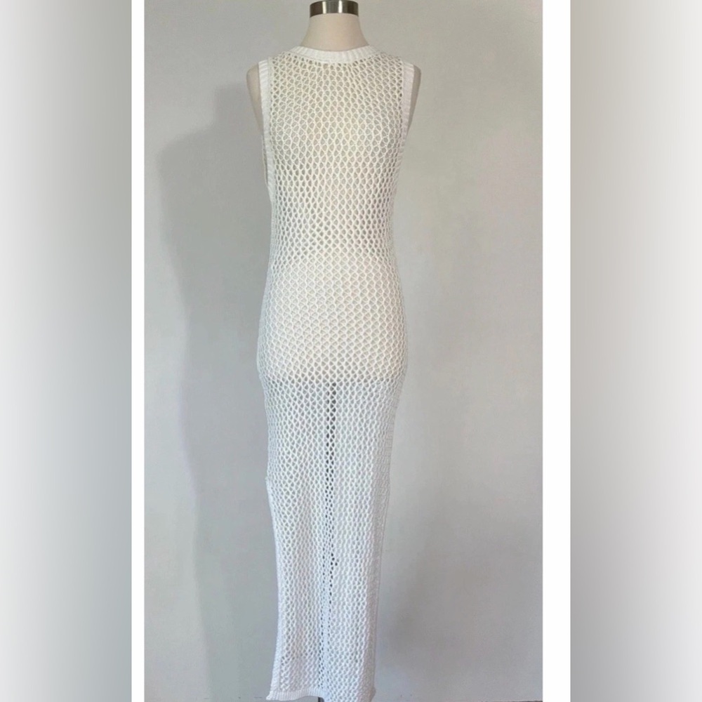 Beach Riot White Open-Knit Maxi Swim Coverup